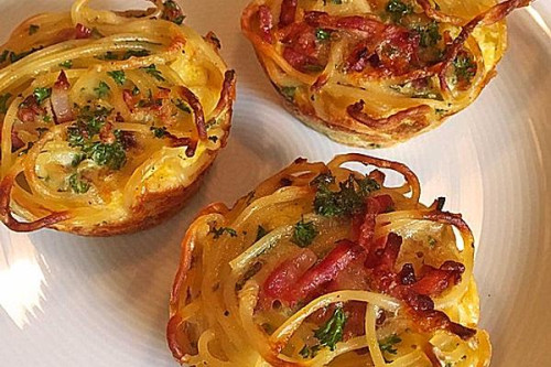 Spaghetti Carbonara-Muffins